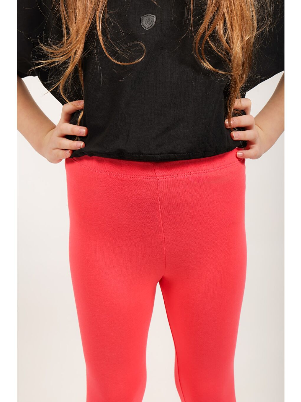 Kırmızı Kız Çocuk Tayt Pul Arı Nakış-5