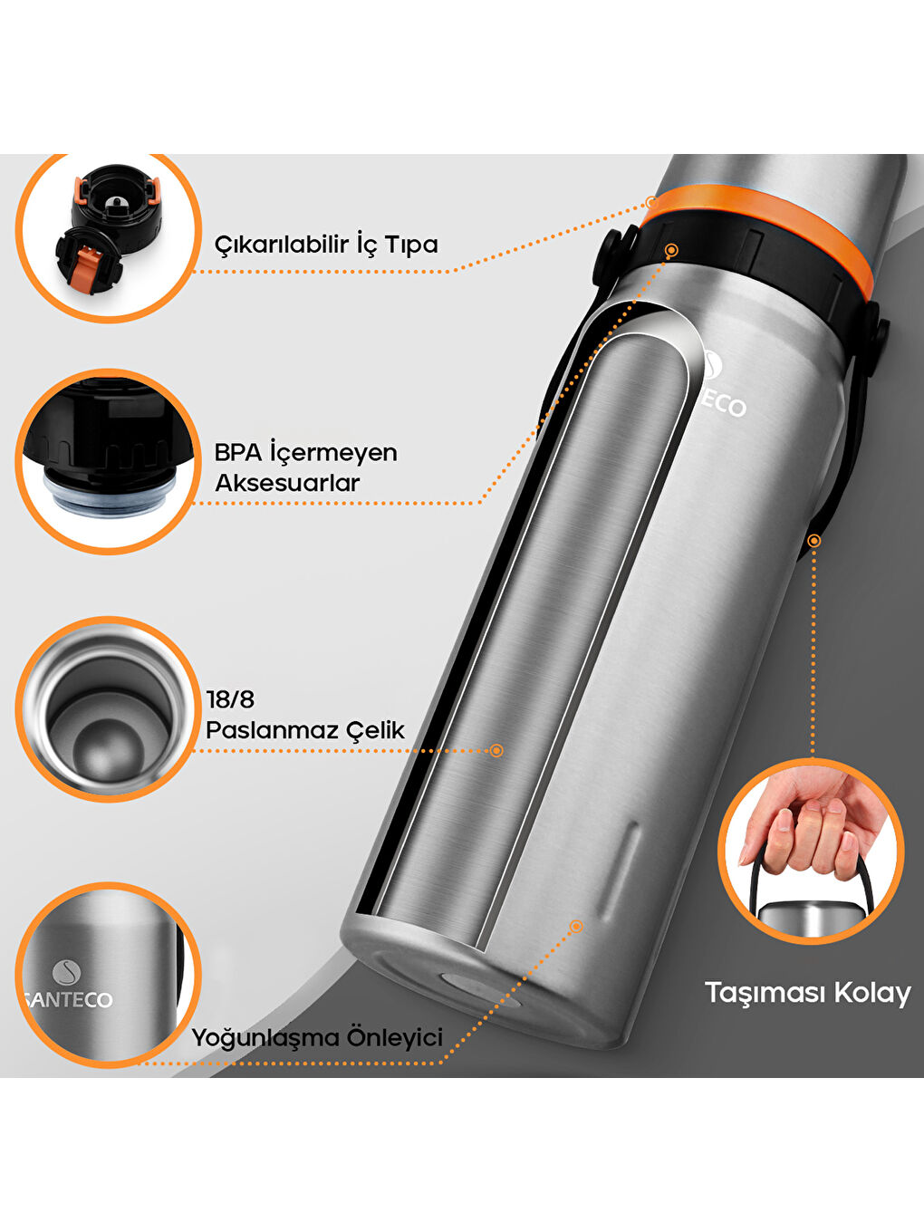 Gri Geilo Çok Amaçlı Çelik Termos- 1.2 L-3