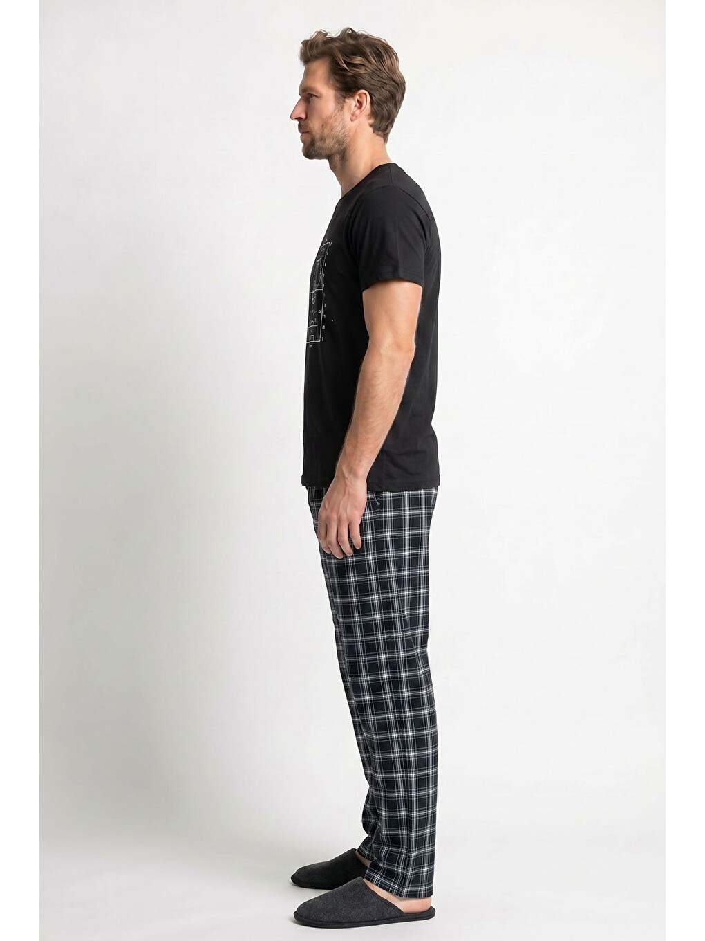 Erkek Penye Süprem Genç Bisiklet Yaka Altı Uzun Pijama Takım | Siyah 65145-726-3