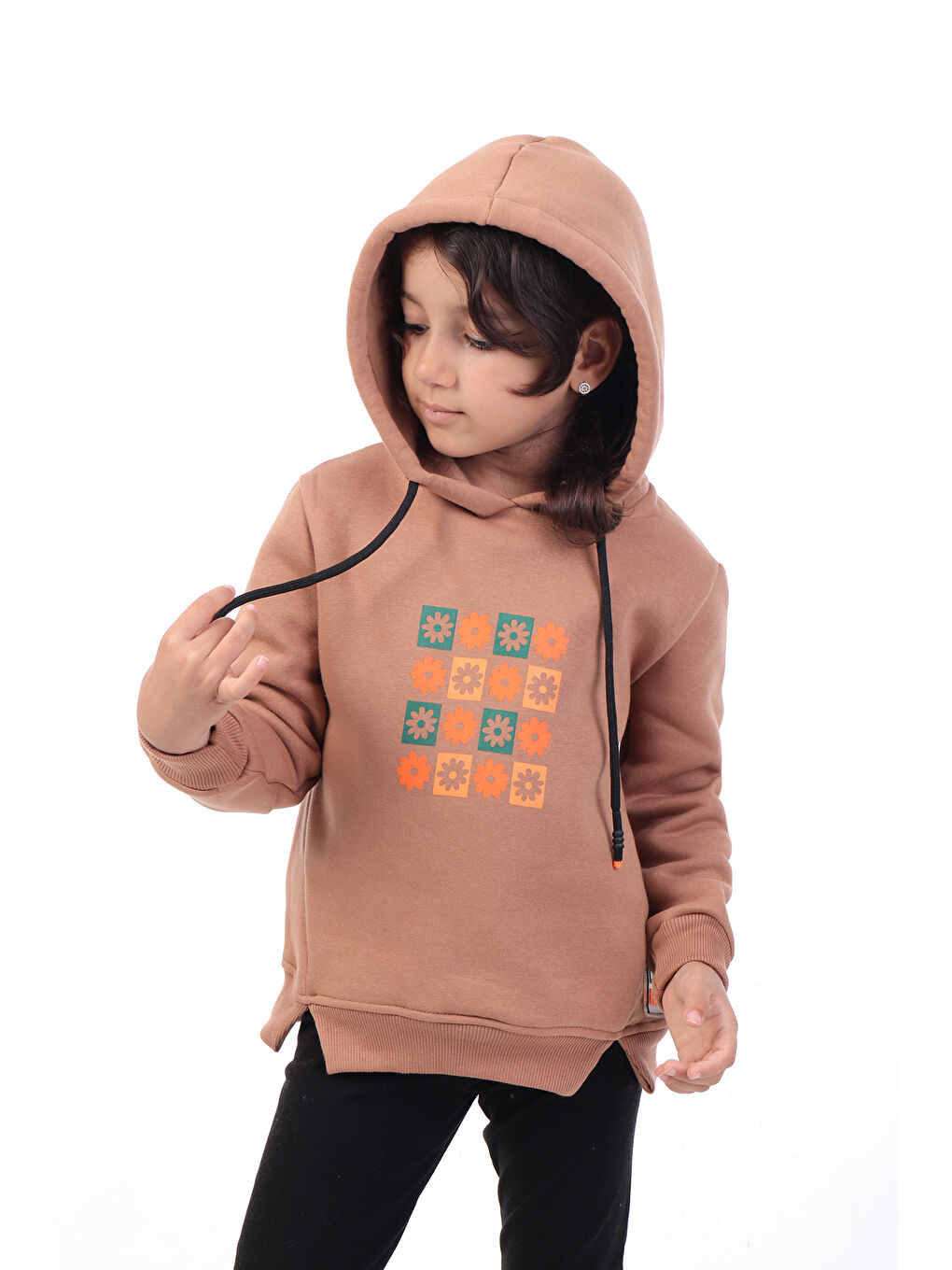 Toontoykids Kahverengi Kız Çocuk Baskılı Sweatshirt