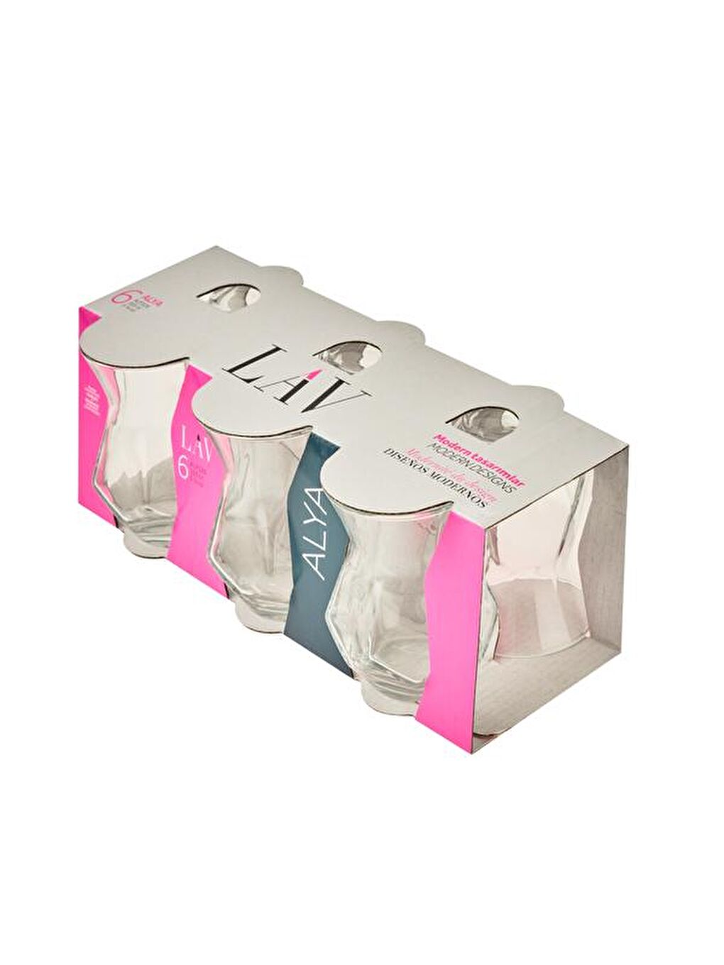 LAV Renksiz 6'lı Çay Bardağı - Şeffaf - 165 ml - 2