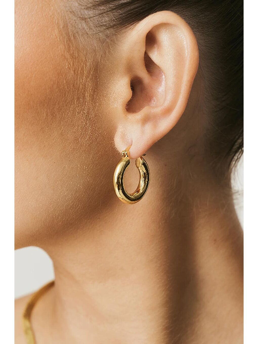 Sarı Minimalist Boru Halka Küpe 2.5 cm-1