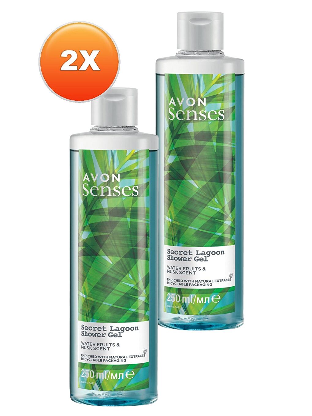 AVON Senses Secret Lagoon Su Meyveleri ve Misk Kokulu Duş Jeli 250 Ml. İkili Set - 1