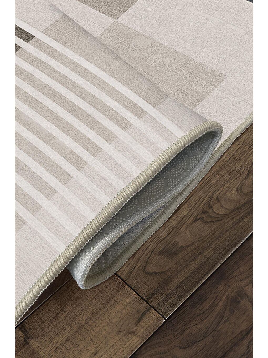 Kahverengi Özel Tasarım, Kaymaz Taban, İnce, Yıkanabilir, Modern Halı WOOKECE1483 160x230-4