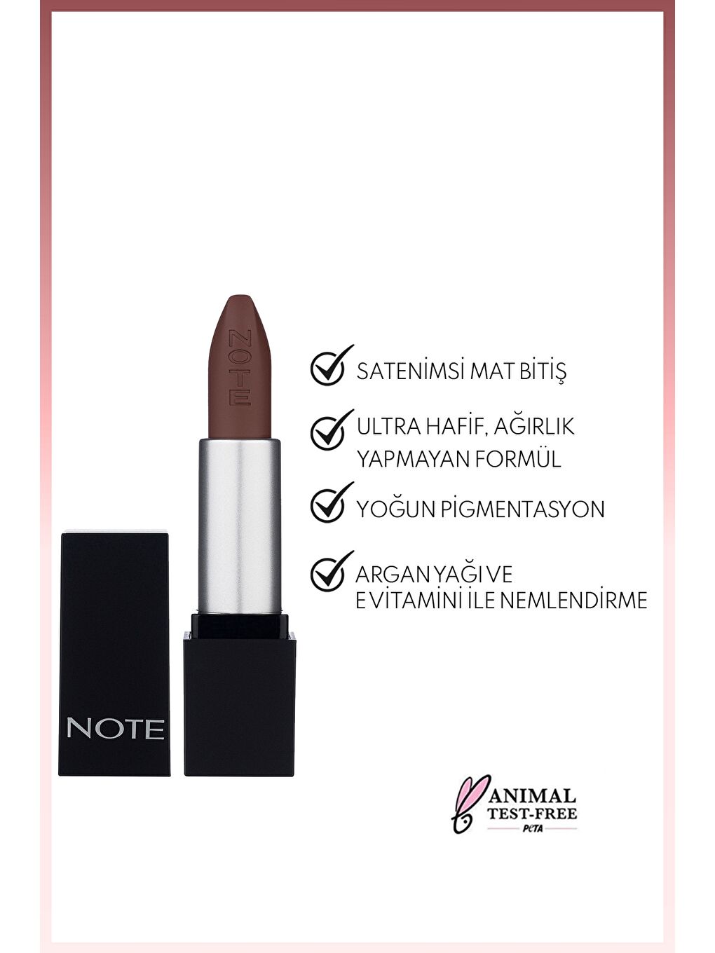 Note Cosmetics Mattever Lipstick Yarı Mat Saten Bitişli Ruj 01 Chocolate Mood - Kahverengi-1