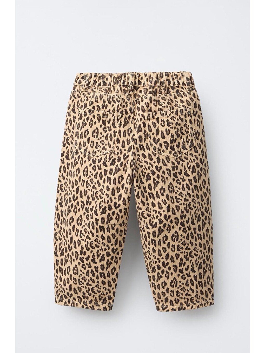 Kahverengi Kız Çocuk Leopar Desenli Beli Lastikli Rahat Pantolon-2