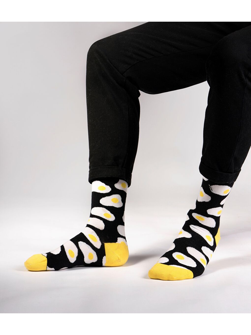 OZZY SOCKS Sarı-Siyah Çiftler için 2 li EGG Desen  Hediye paketi - 3