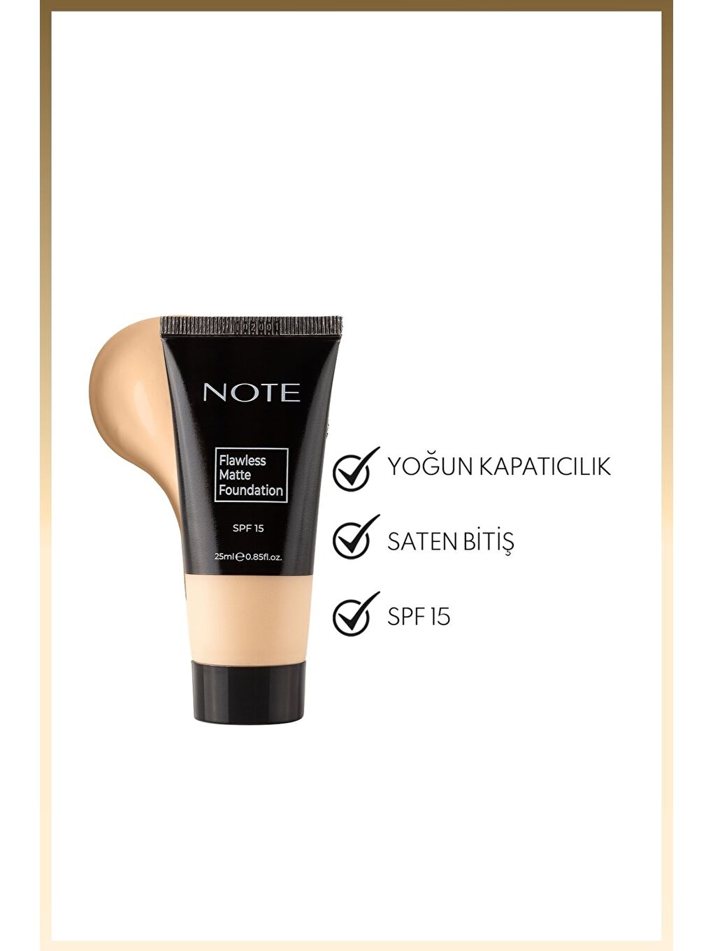 Flawless Matte Foundation SPF 15 Yoğun Kapatıcı Mat Bitişli Fondöten - 02 Orta-1