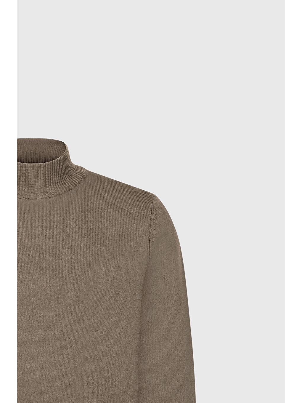 Bej Erkek Vizon Pamuklu Standart Fit Normal Kesim Yarım Balıkçı Yaka Triko Kazak-6