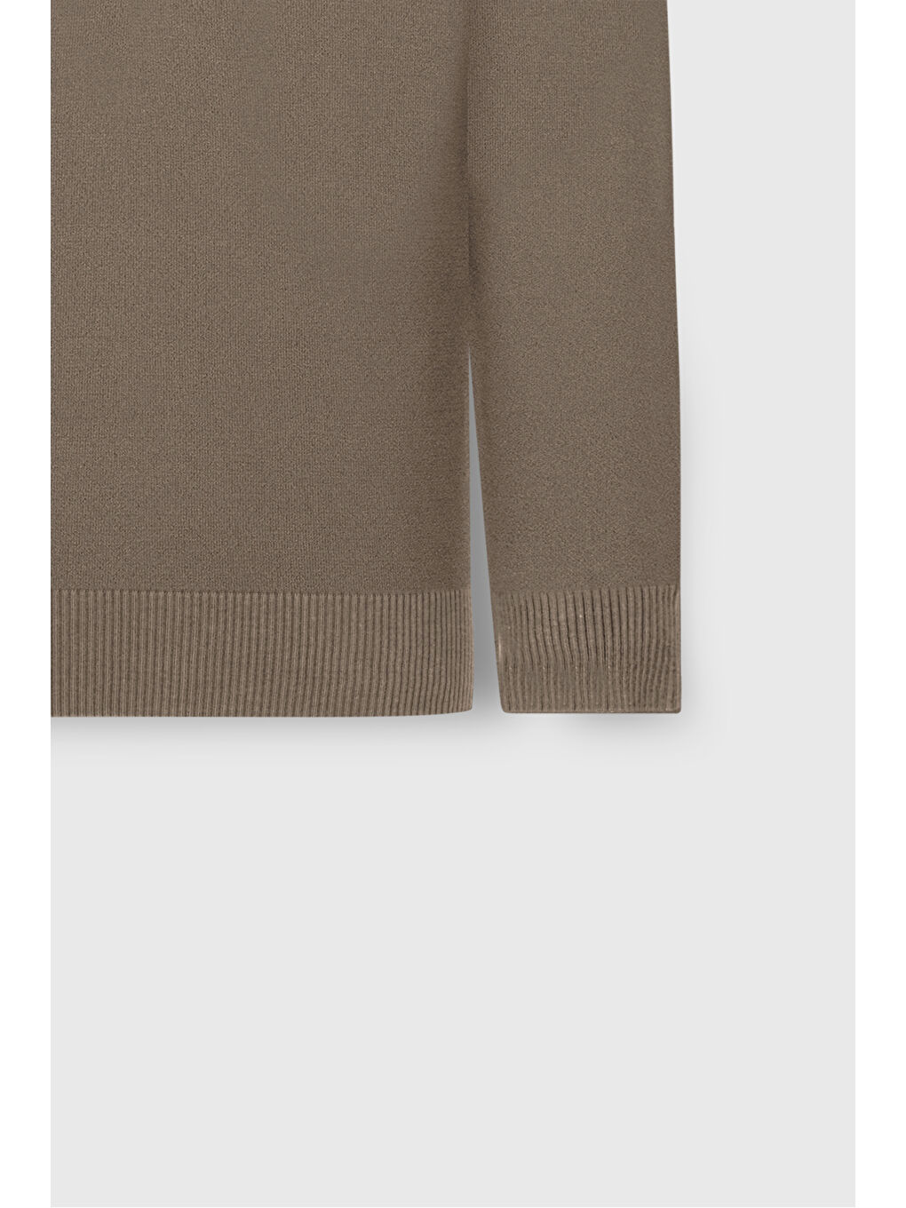 Bej Erkek Vizon Pamuklu Standart Fit Normal Kesim Yarım Balıkçı Yaka Triko Kazak-7