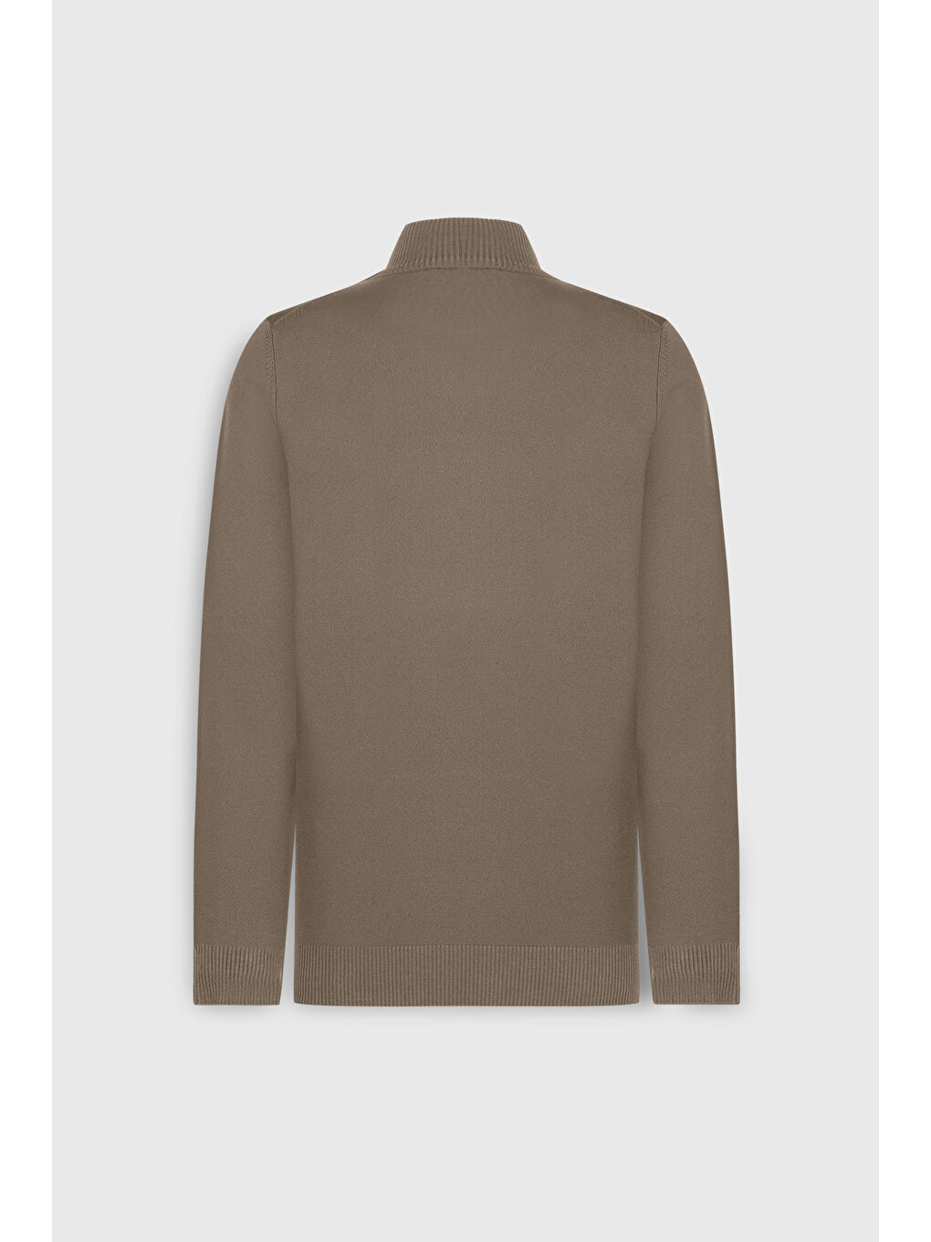 Bej Erkek Vizon Pamuklu Standart Fit Normal Kesim Yarım Balıkçı Yaka Triko Kazak-8