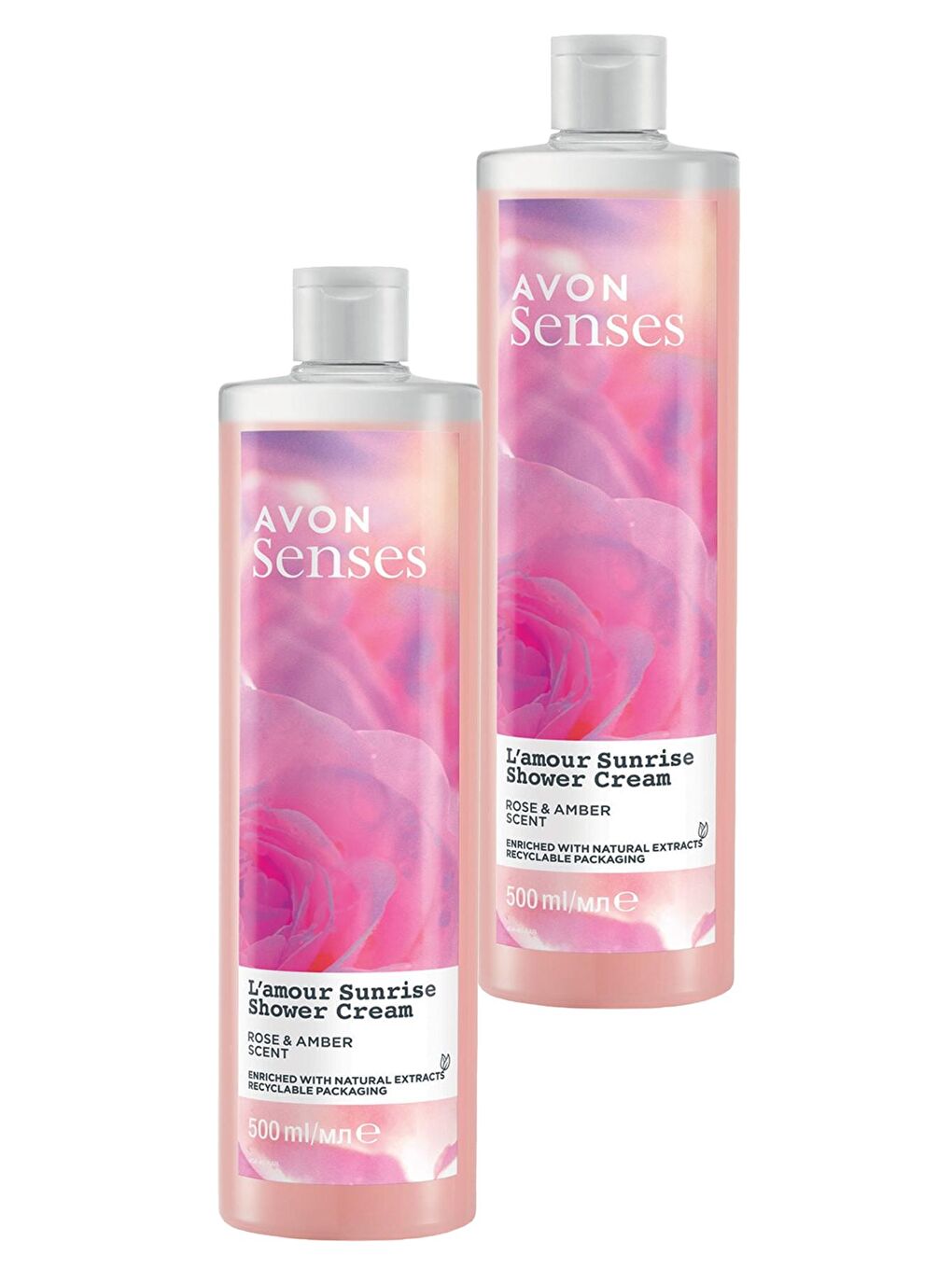 AVON Senses L'amour Sunrise Gül ve Amber Kokulu Krem Duş Jeli 500 Ml. İkili Set