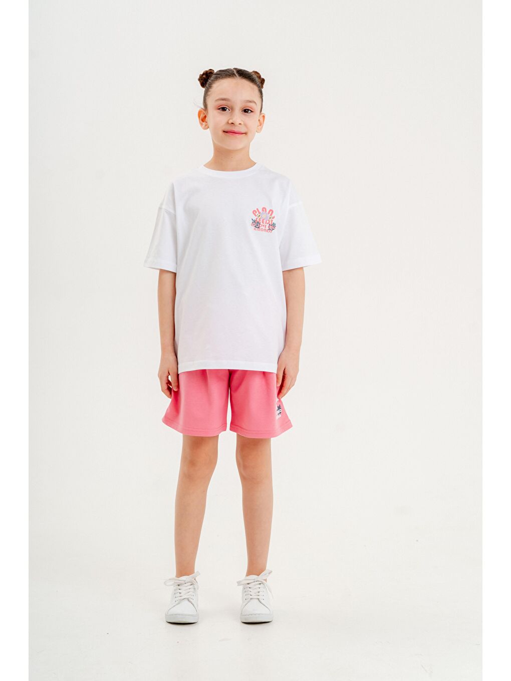 Mışıl Kids Pembe Plant Seeds Of Love Nap Kindness Baskılı Kız Çocuk T-shirt Şort Alt-Üst Takımı