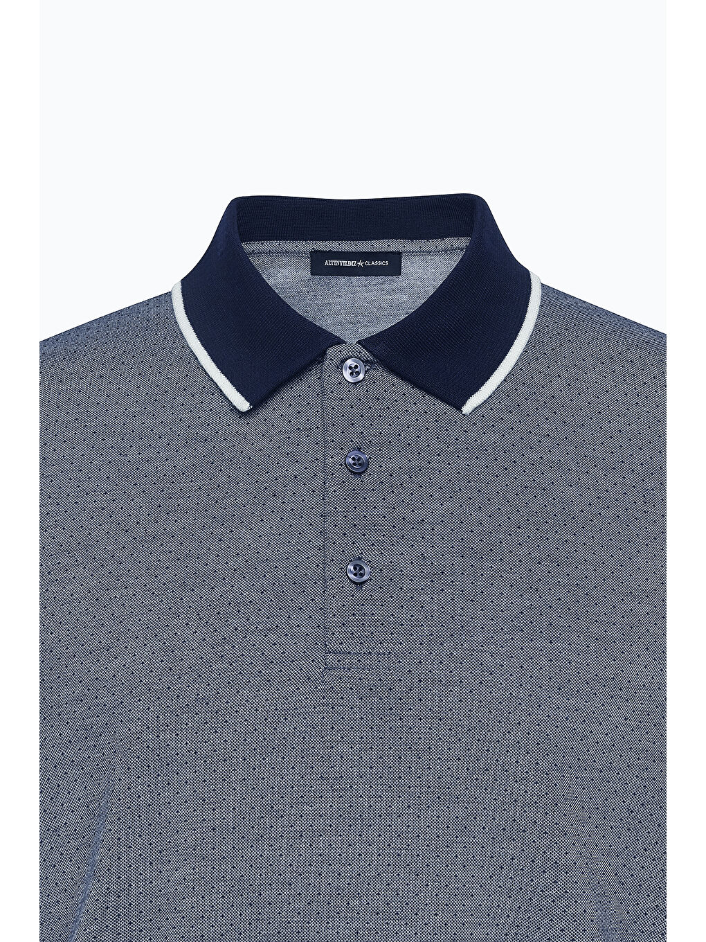 Erkek Lacivert Slim Fit Dar Kesim Polo Yaka Jakarlı Tişört-6