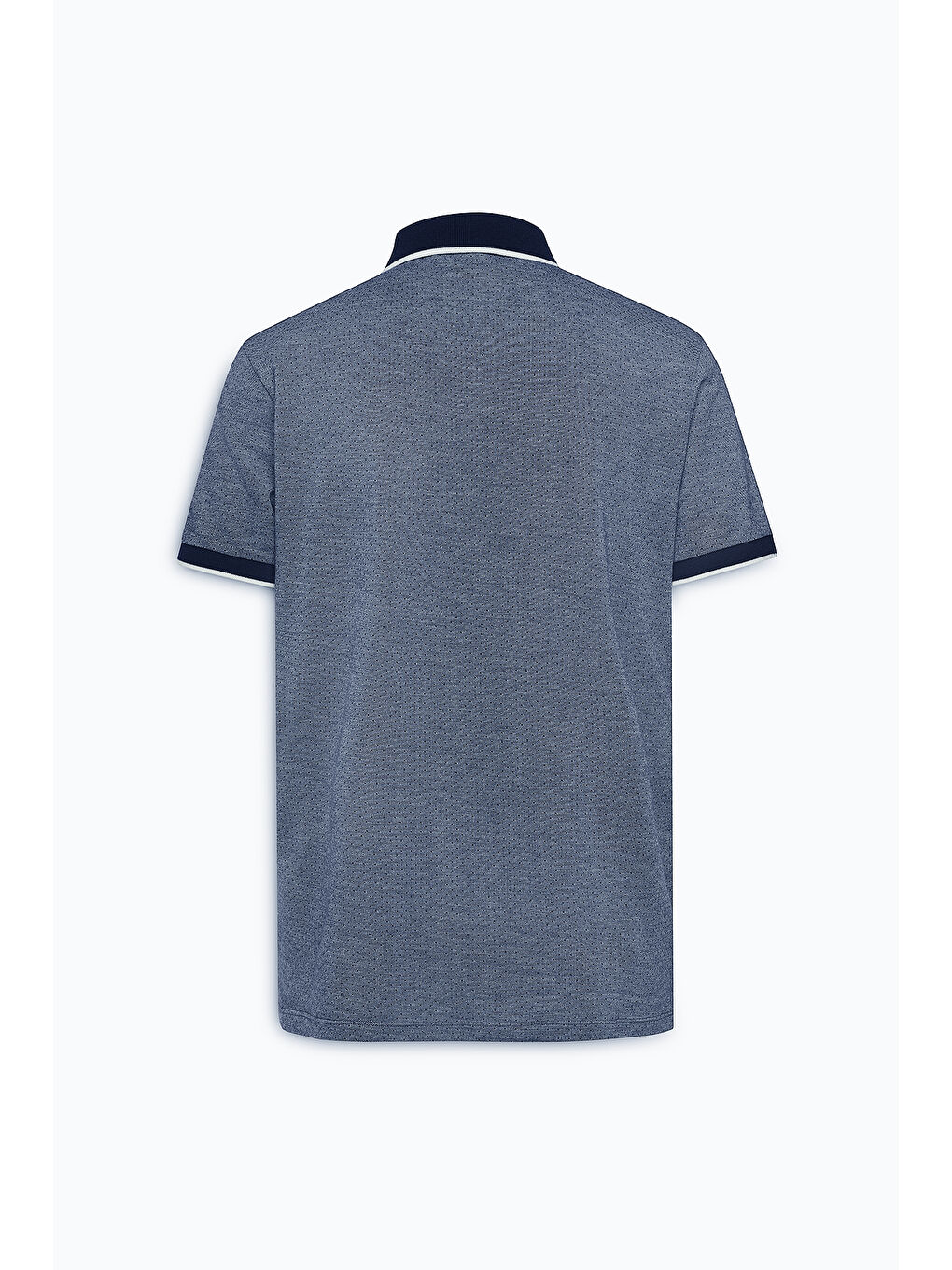 Erkek Lacivert Slim Fit Dar Kesim Polo Yaka Jakarlı Tişört-8