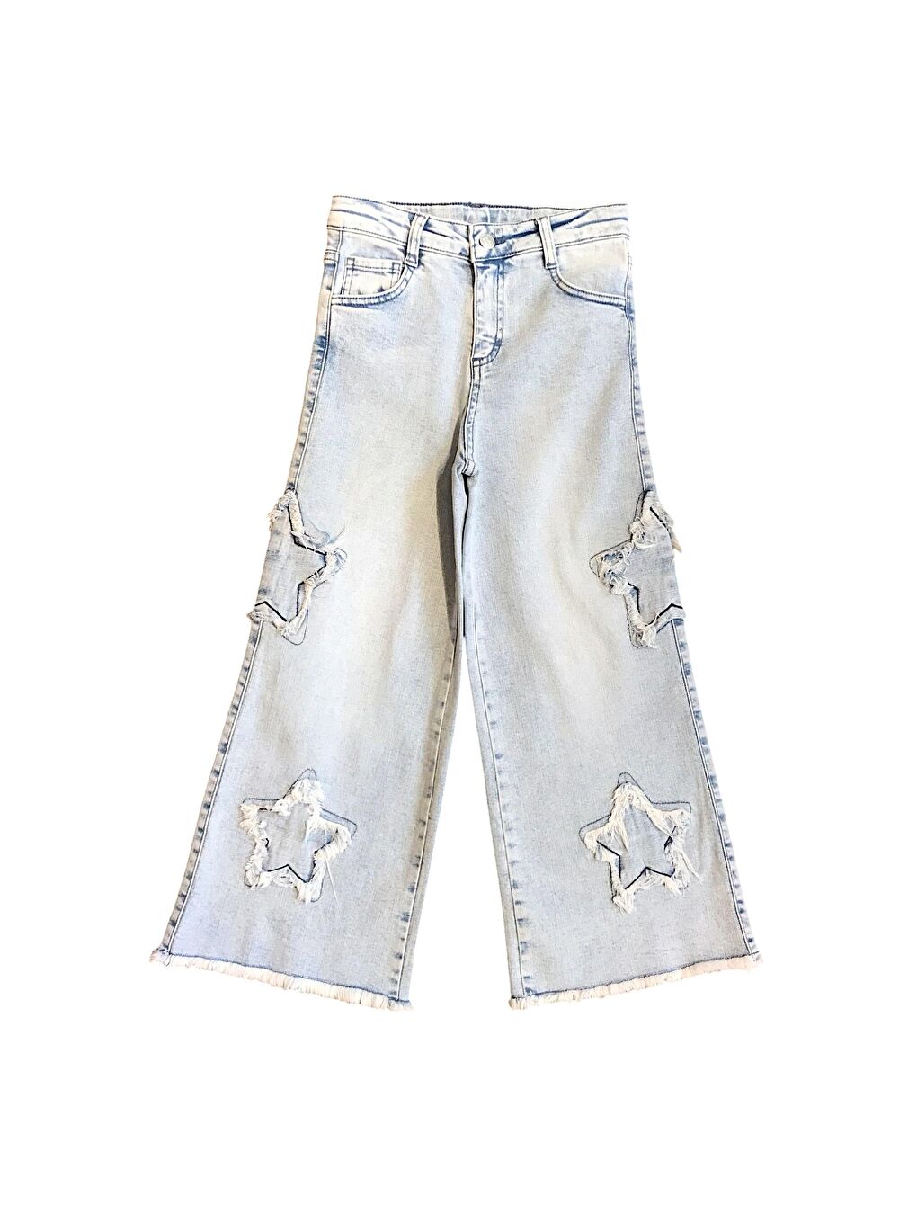Mavi Kız Çocuk Yıldız İşlemeli Jean Pantolon