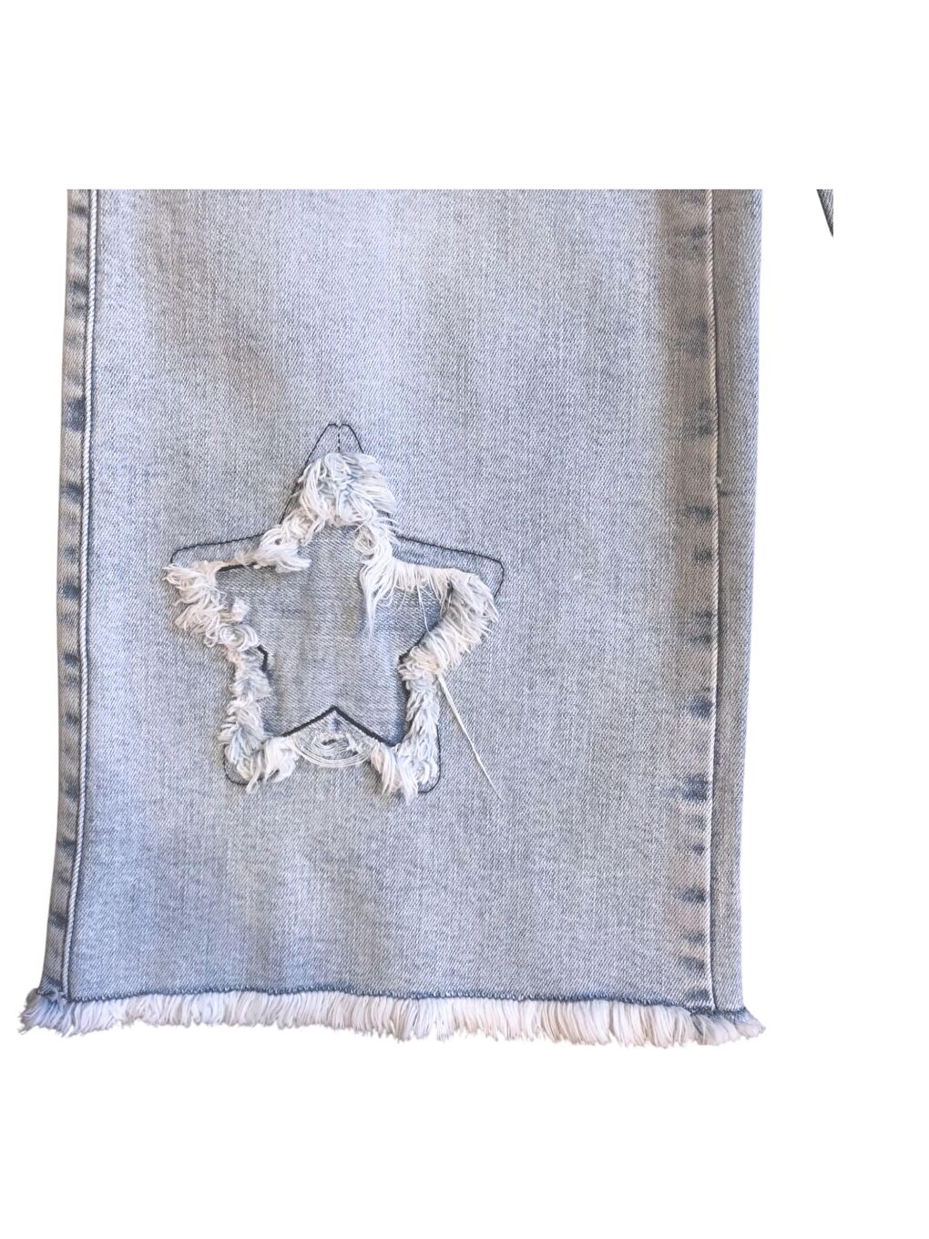 Mavi Kız Çocuk Yıldız İşlemeli Jean Pantolon-1