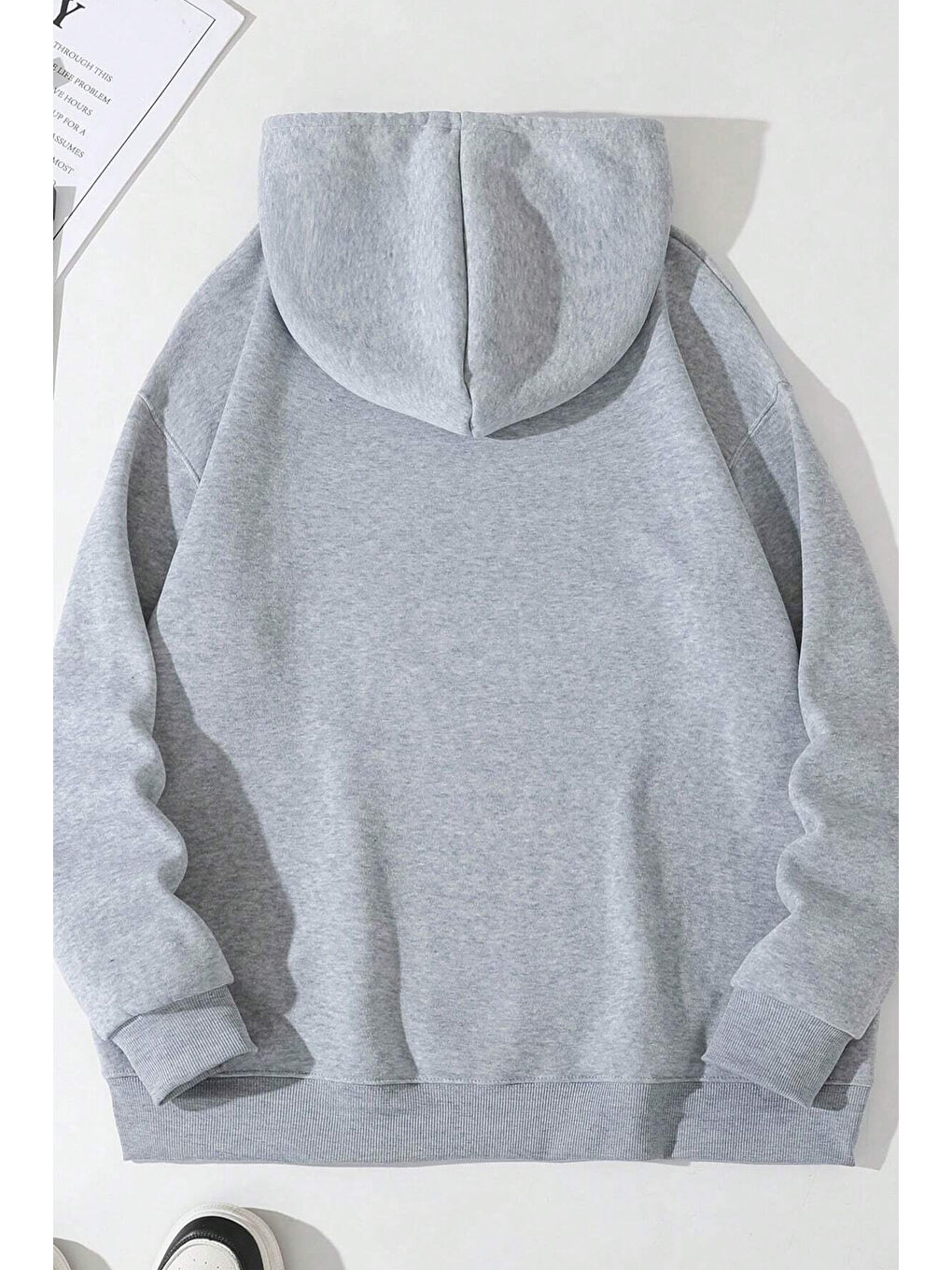 uyguntarz Gri Unisex Kalp Baskılı Oversize Sweatshirt - 1