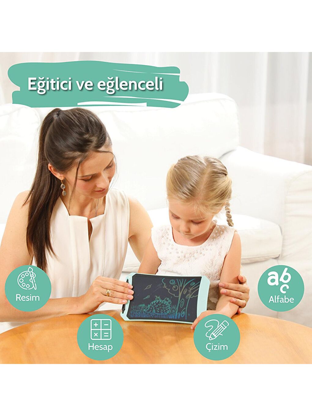 Wicue 8,5 LCD Dijital Mıknatıslı Renkli Çizim Tablet - Su Yeşili