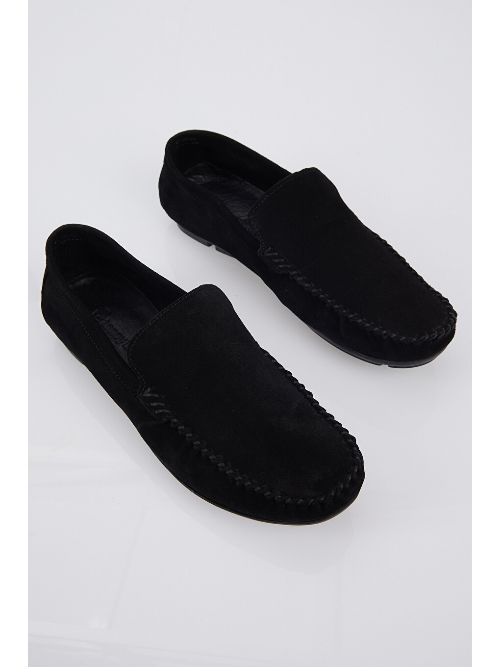 Erkek Siyah Rahat Kalıp Hakiki Deri Süet Loafer-1