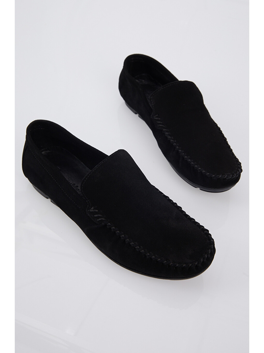 Erkek Siyah Rahat Kalıp Hakiki Deri Süet Loafer-2