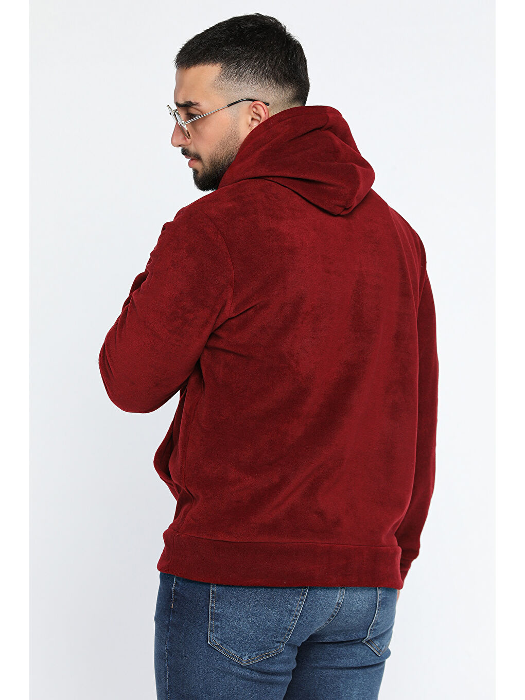 Mishar İtalia Bordo Kapüşonlu Kanguru Cepli Erkek Polar Sweatshirt - 2