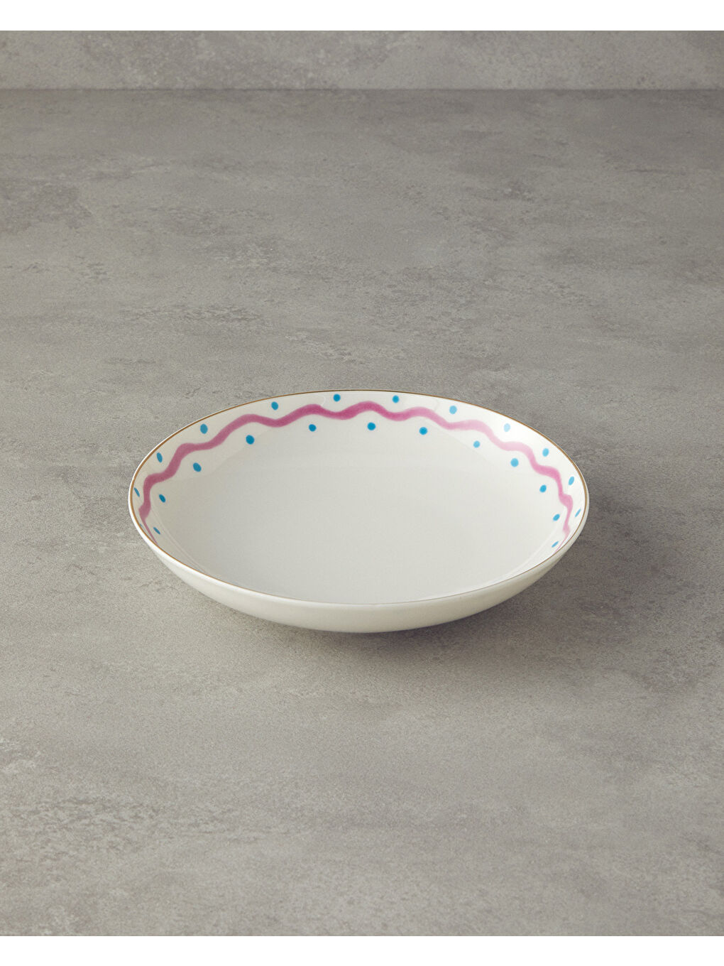 Fuchsia Carny Bone Porselen Çukur Tabak 20 cm Fuşya-Mavi