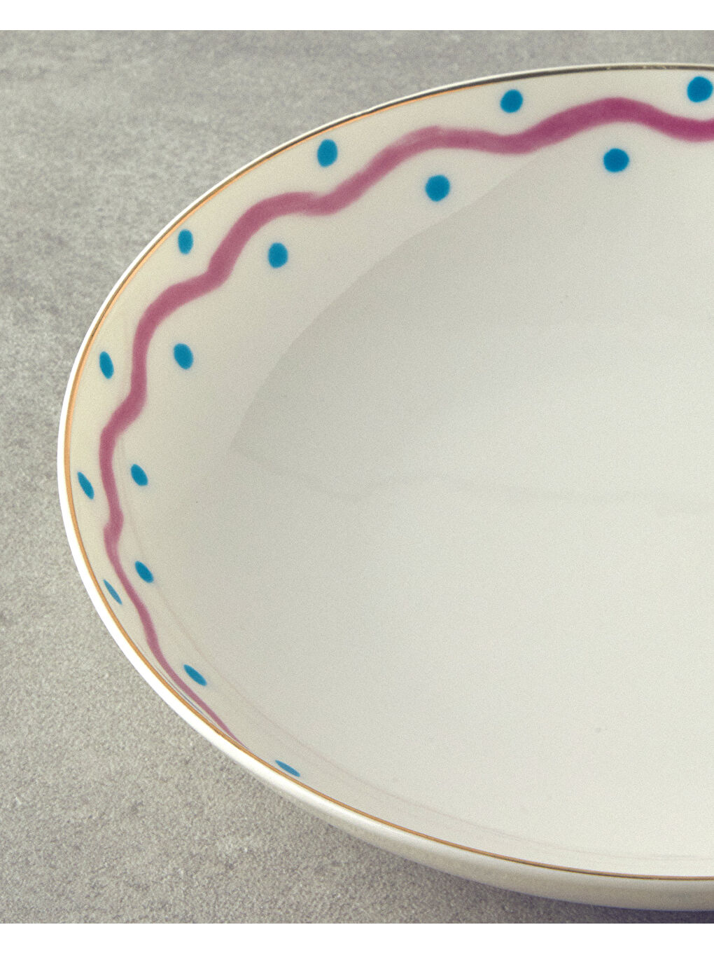 Fuchsia Carny Bone Porselen Çukur Tabak 20 cm Fuşya-Mavi-2