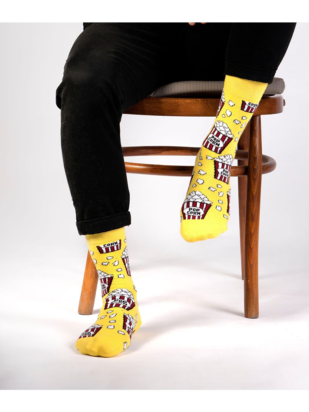 OZZY SOCKS Sarı Çiftler için 2 li POP CORN Desen Çorap - 1