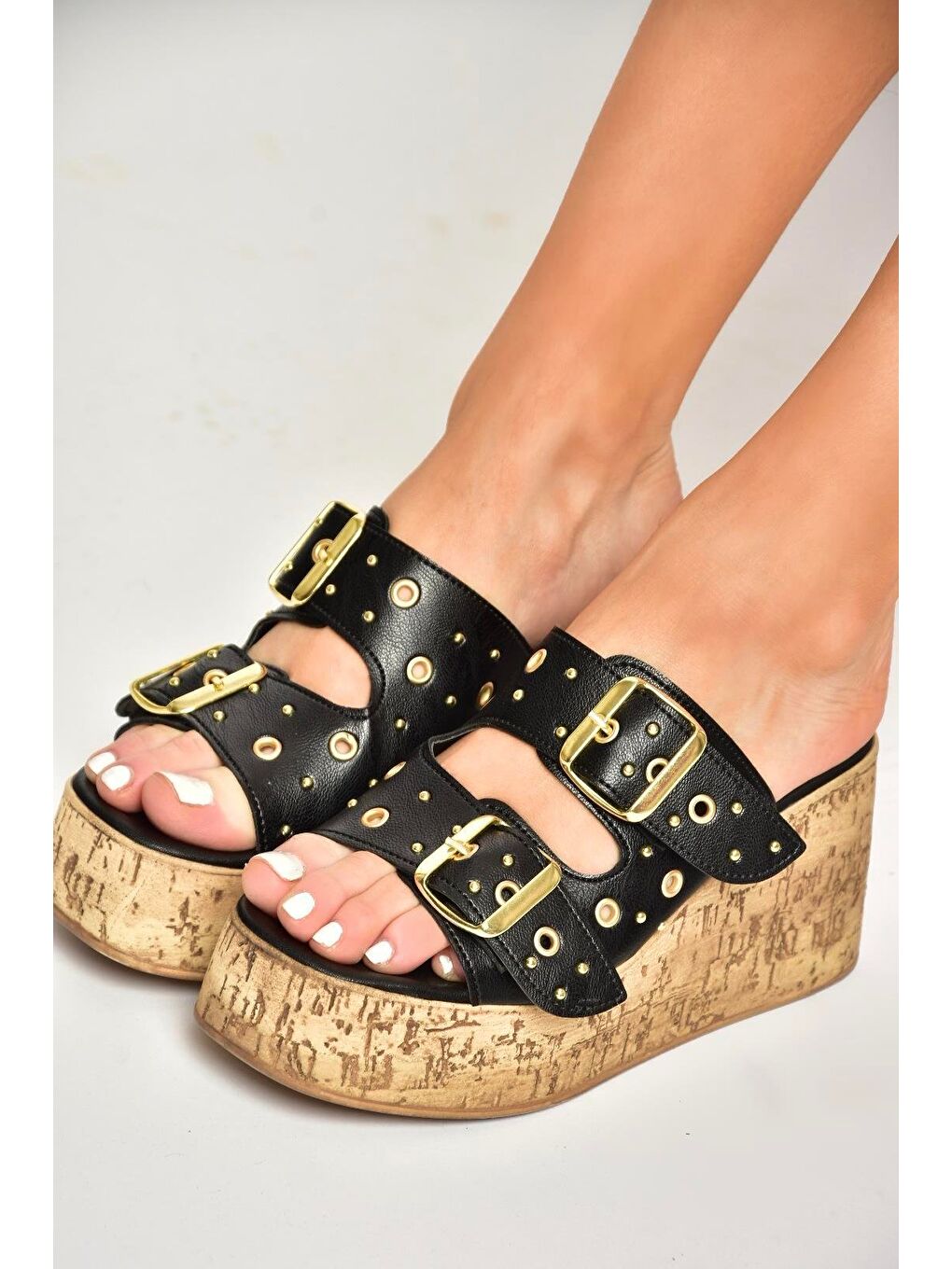 U9967535 Siyah Kadın Dolgu Topuklu Ayakkabı-3