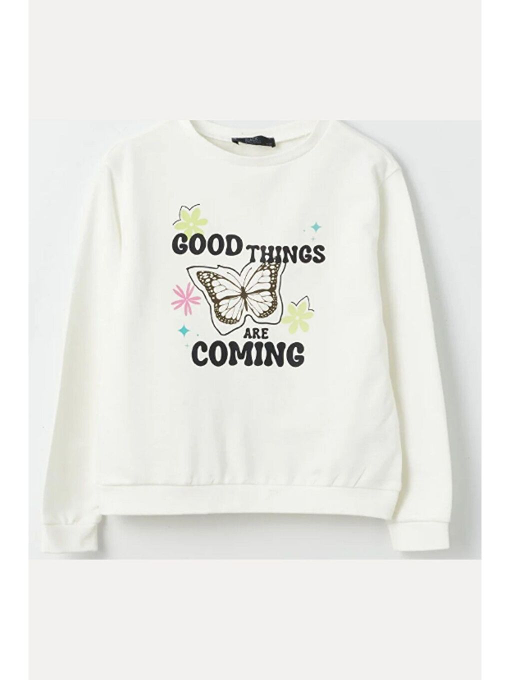 Pembe Kız Çocuk Sweatshirt Baskılı Beyaz- Miranda