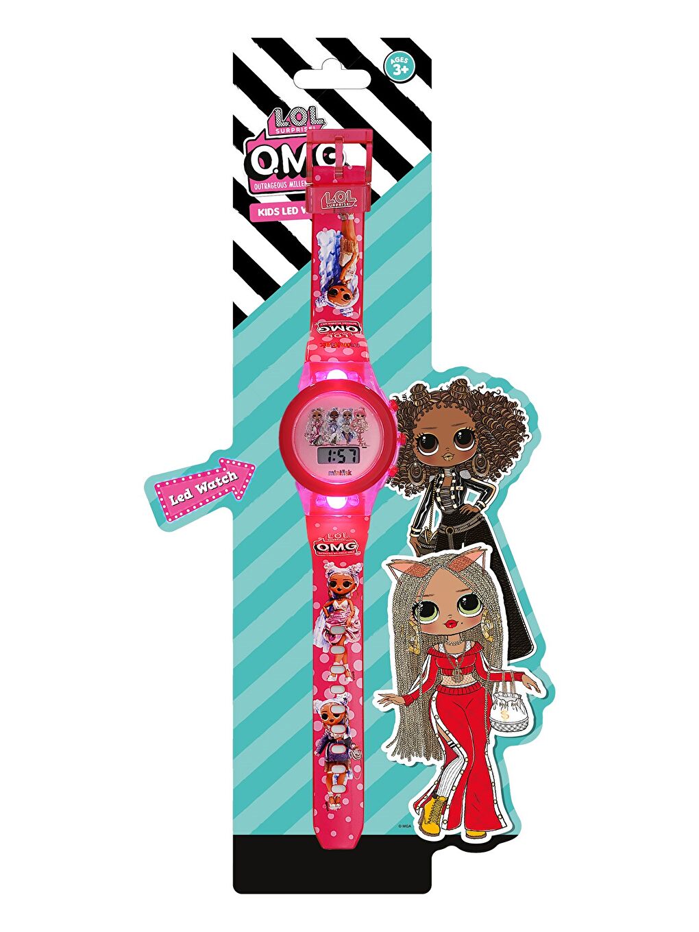 LOL Surprise! Lisanslı OMG7221 Pembe Işık Çocuk Kol Saati