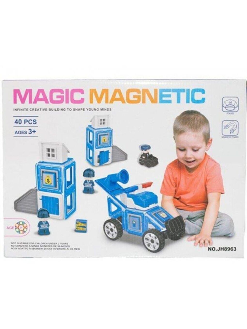 Kızılkaya Renksiz Magic Magnetic 40 Parça Polis Oyun Seti Magnetik JH8963