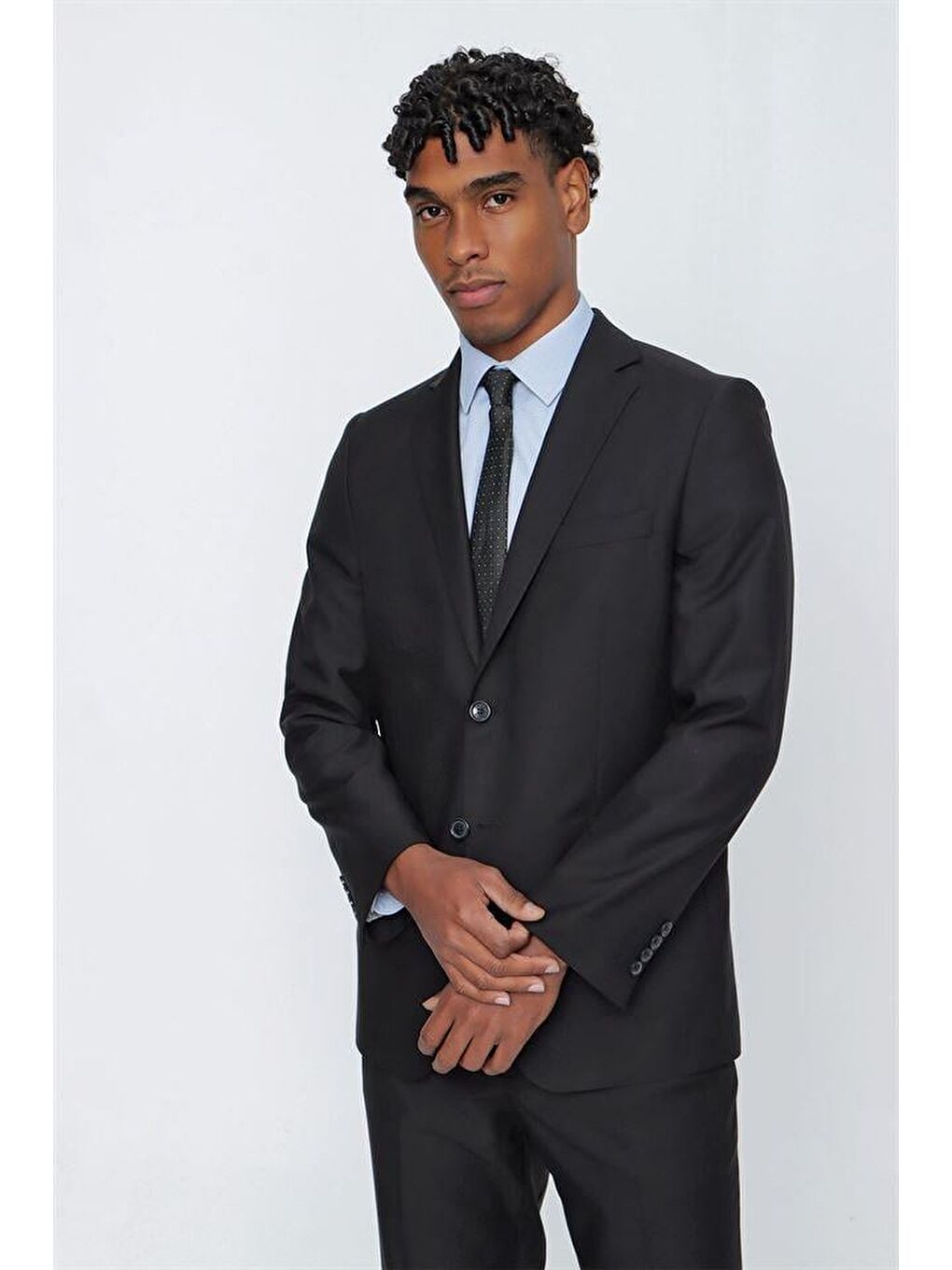 Siyah Gabardin Mono Yaka Astarlı 6 Drop Comfort Fit Rahat Kesim Takım Elbise 1001225010-1