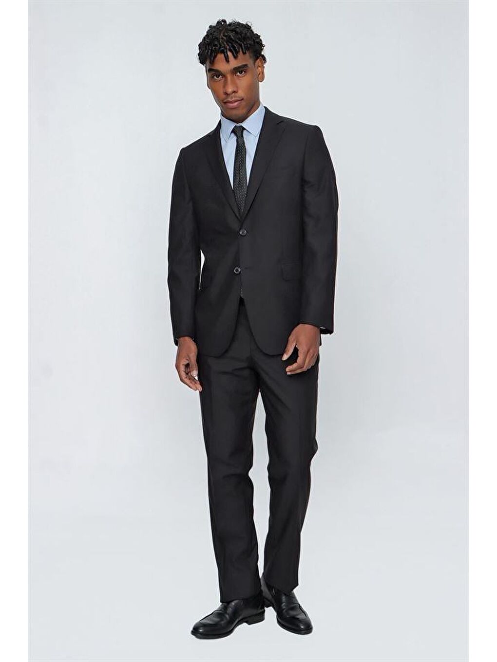 Siyah Gabardin Mono Yaka Astarlı 6 Drop Comfort Fit Rahat Kesim Takım Elbise 1001225010-4