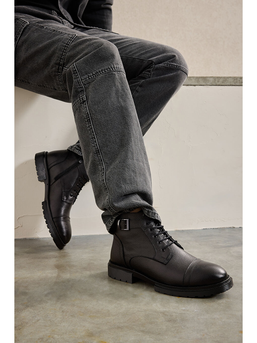 Erkek Hakiki Deri Bot 143447Z306 Siyah