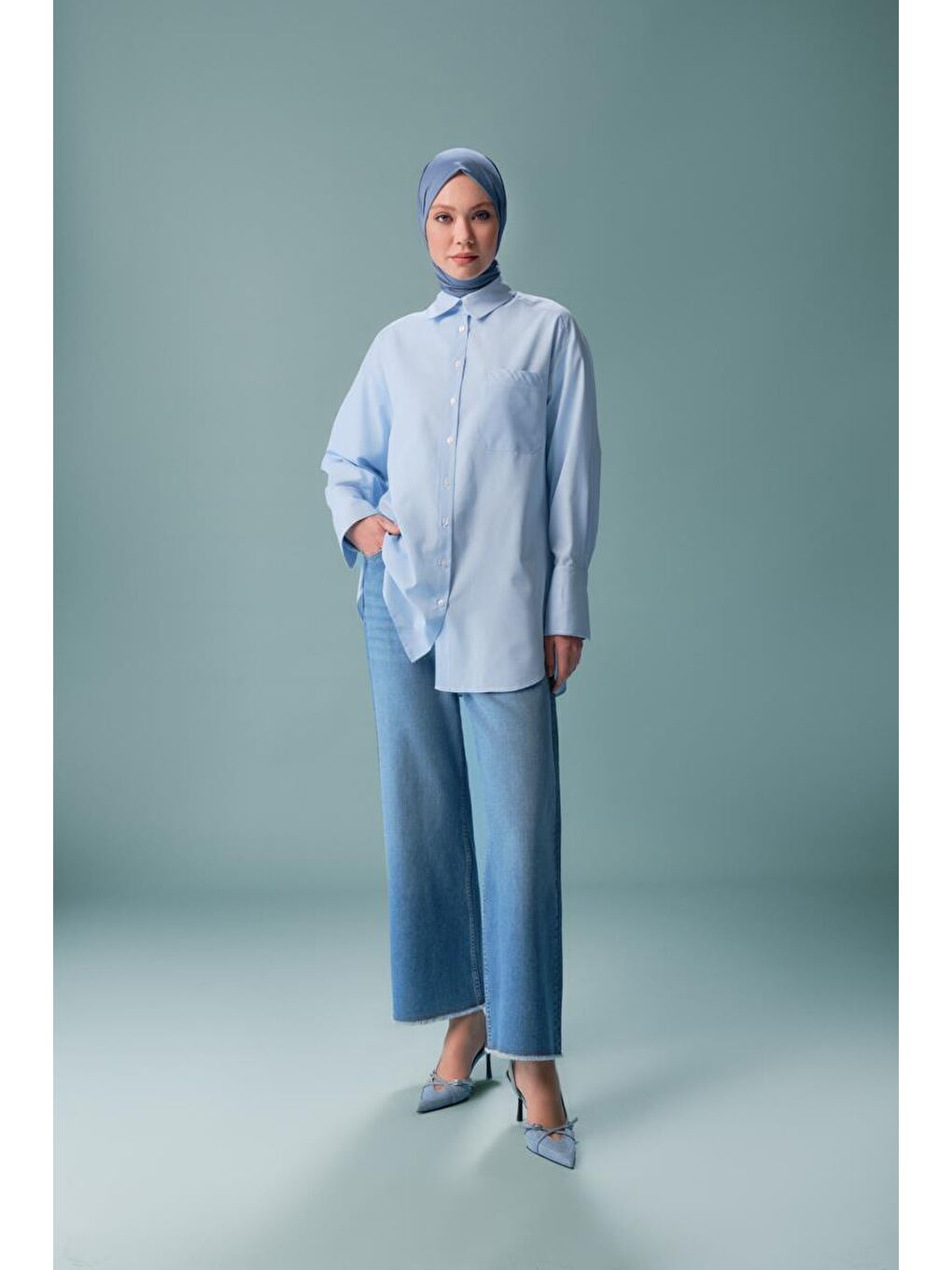 Mavi Çizgili Gömlek Ort3440-1