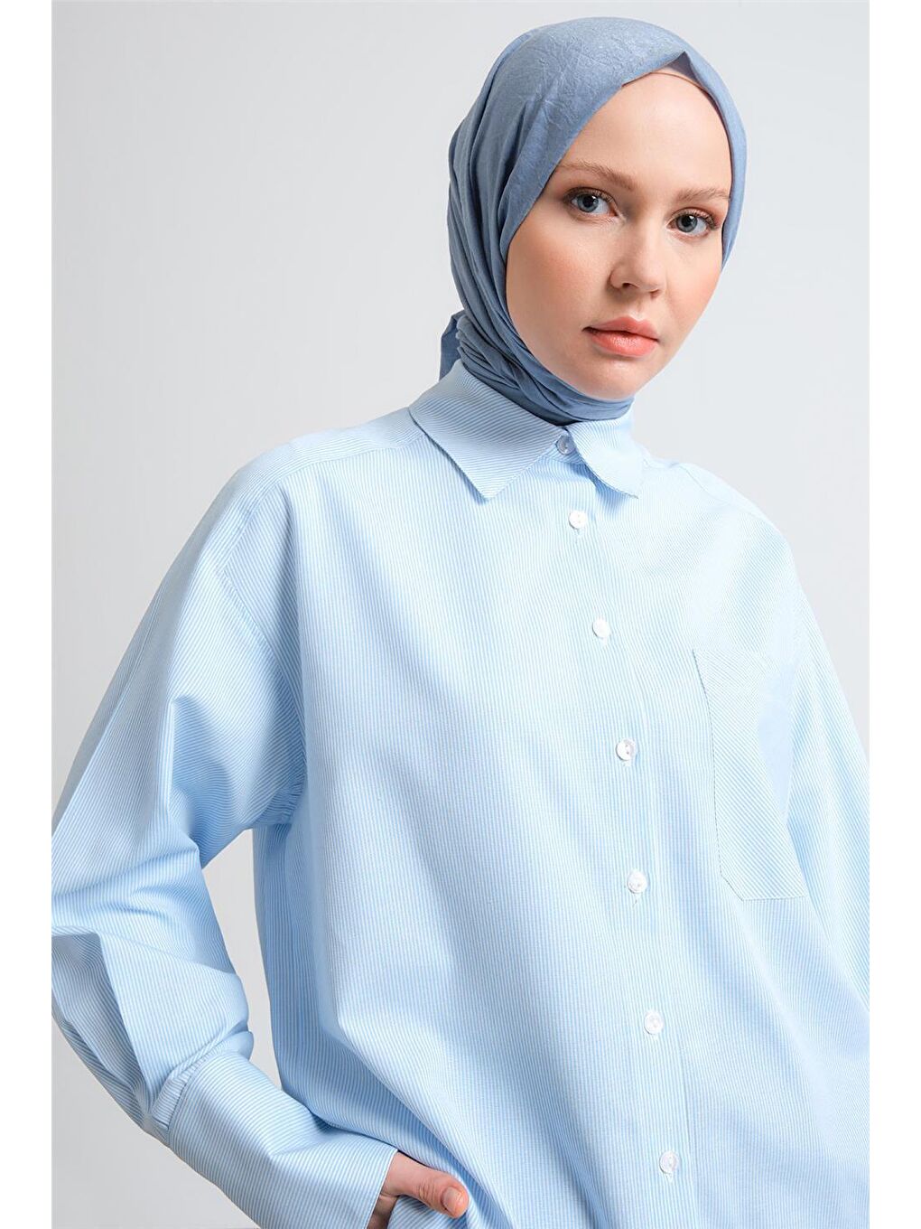 Mavi Çizgili Gömlek Ort3440-2
