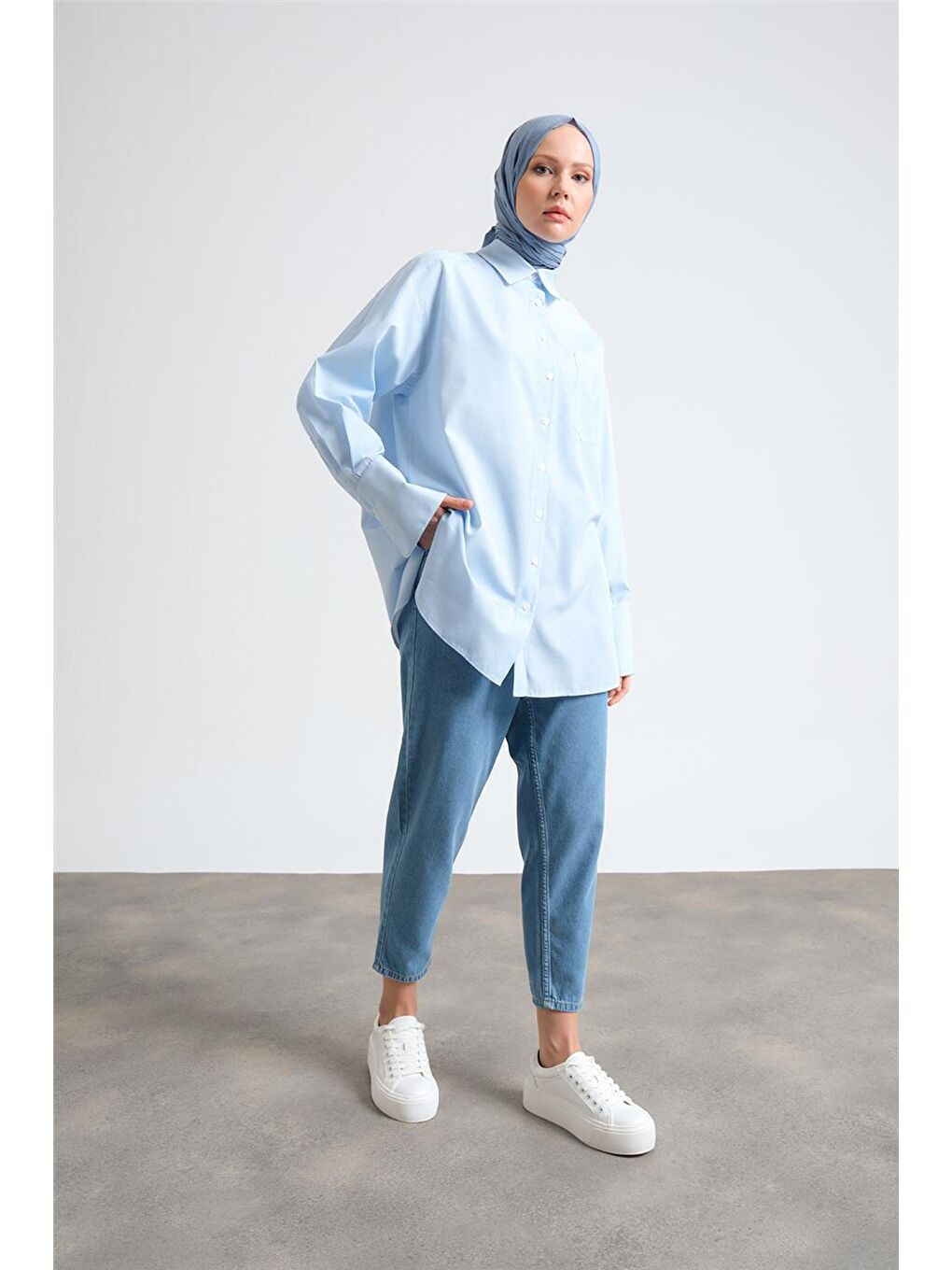 Mavi Çizgili Gömlek Ort3440-3