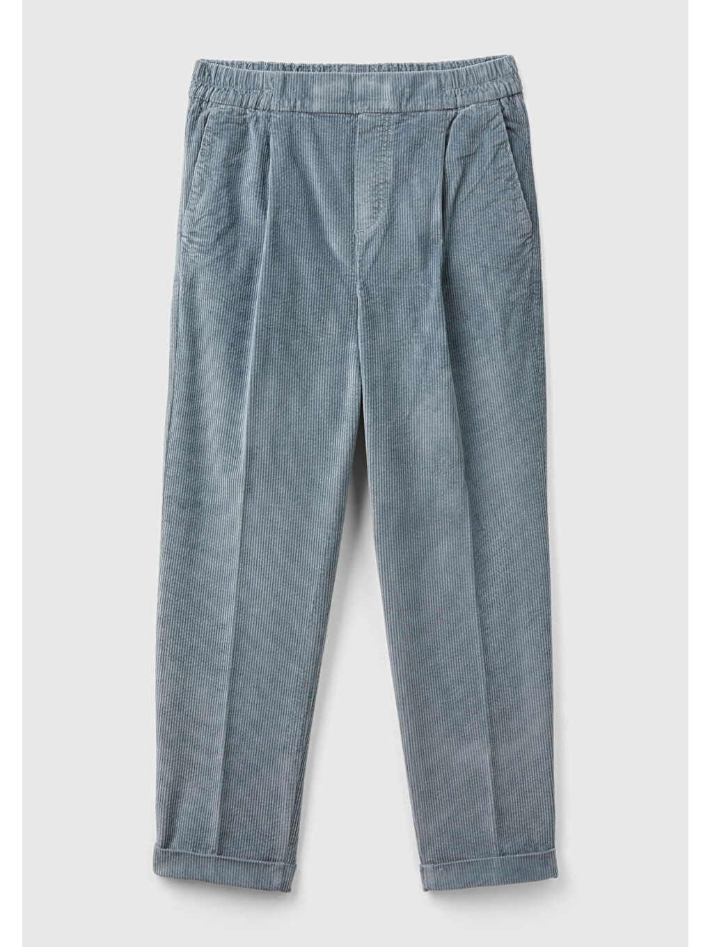 Kadın Gri Beli Lastikli Kadife Pantolon-1