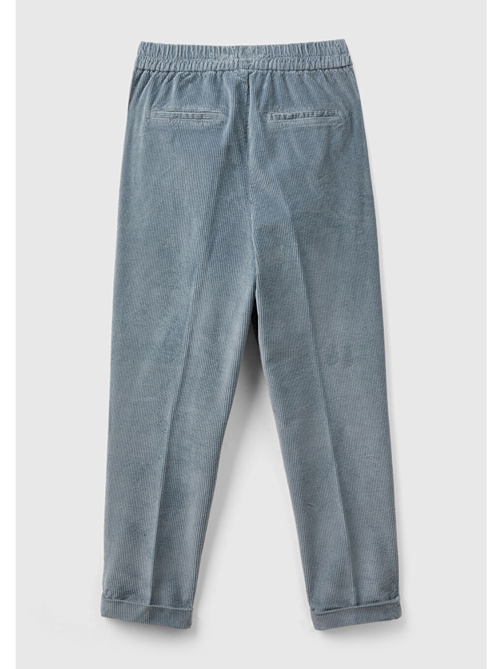 Kadın Gri Beli Lastikli Kadife Pantolon-3