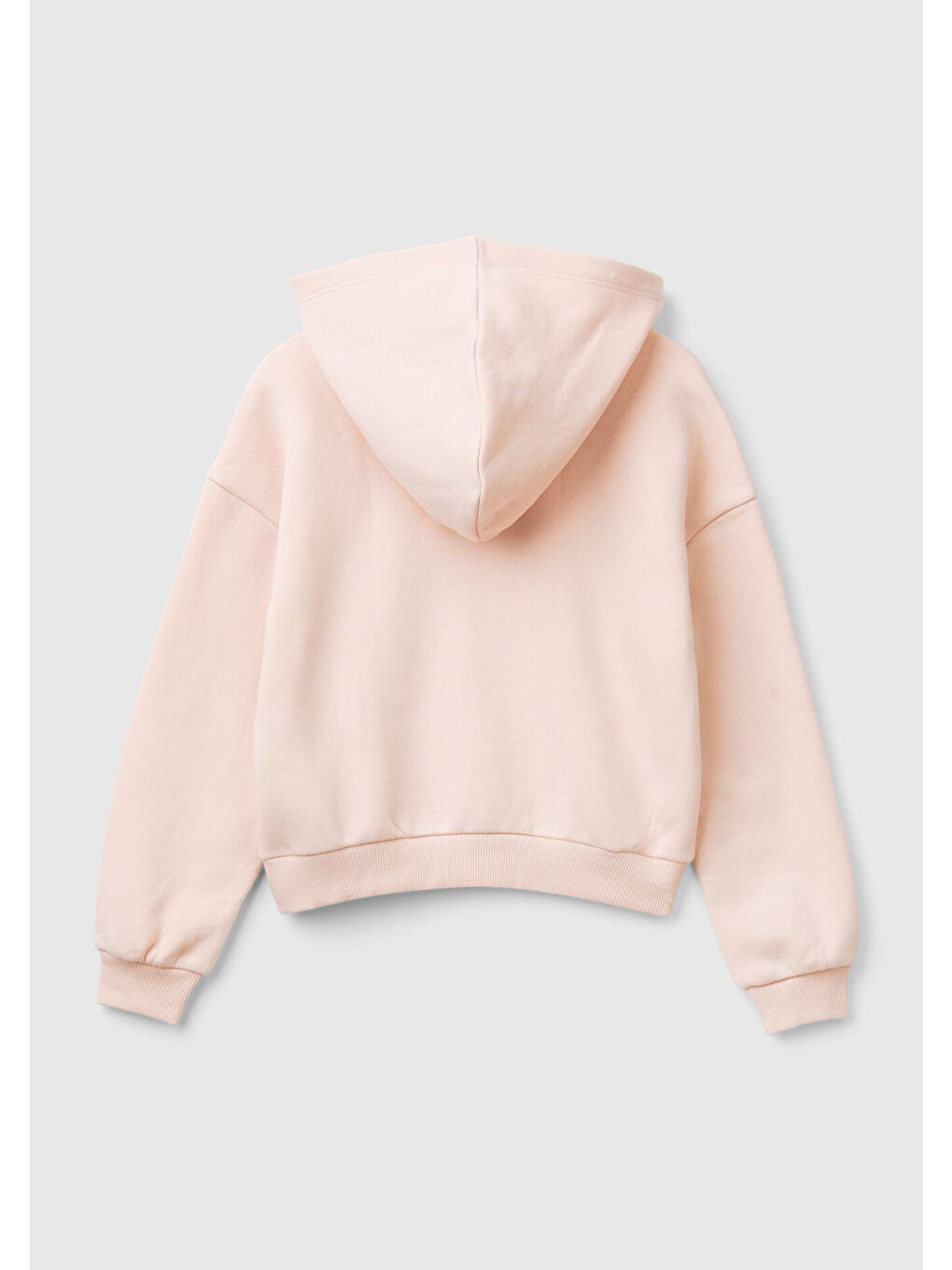 United Colors Of Benetton Kız Çocuk Toz Pembe Pamuk Karışımlı Payet Logolu Kapüşonlu Sweatshirt - 1