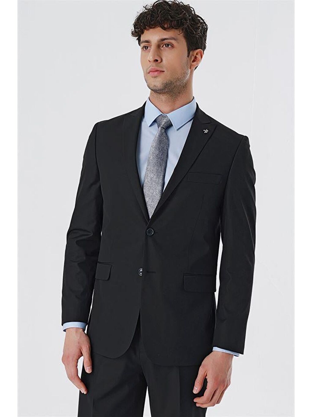 Siyah Kırlangıç Yaka Astarlı 6 Drop Comfort Fit Rahat Kesim Klasik Takım 1001230153
