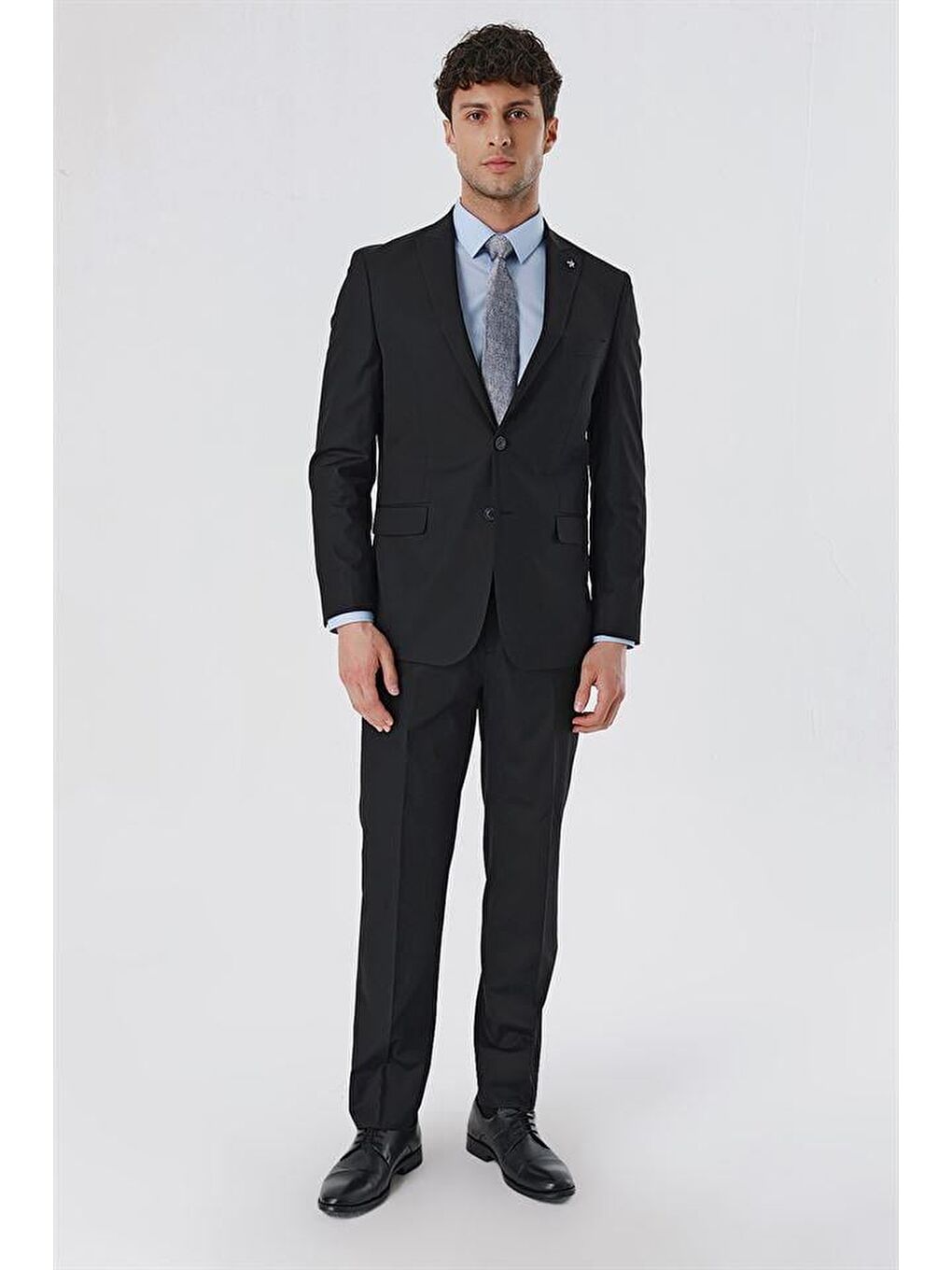 Siyah Kırlangıç Yaka Astarlı 6 Drop Comfort Fit Rahat Kesim Klasik Takım 1001230153-1