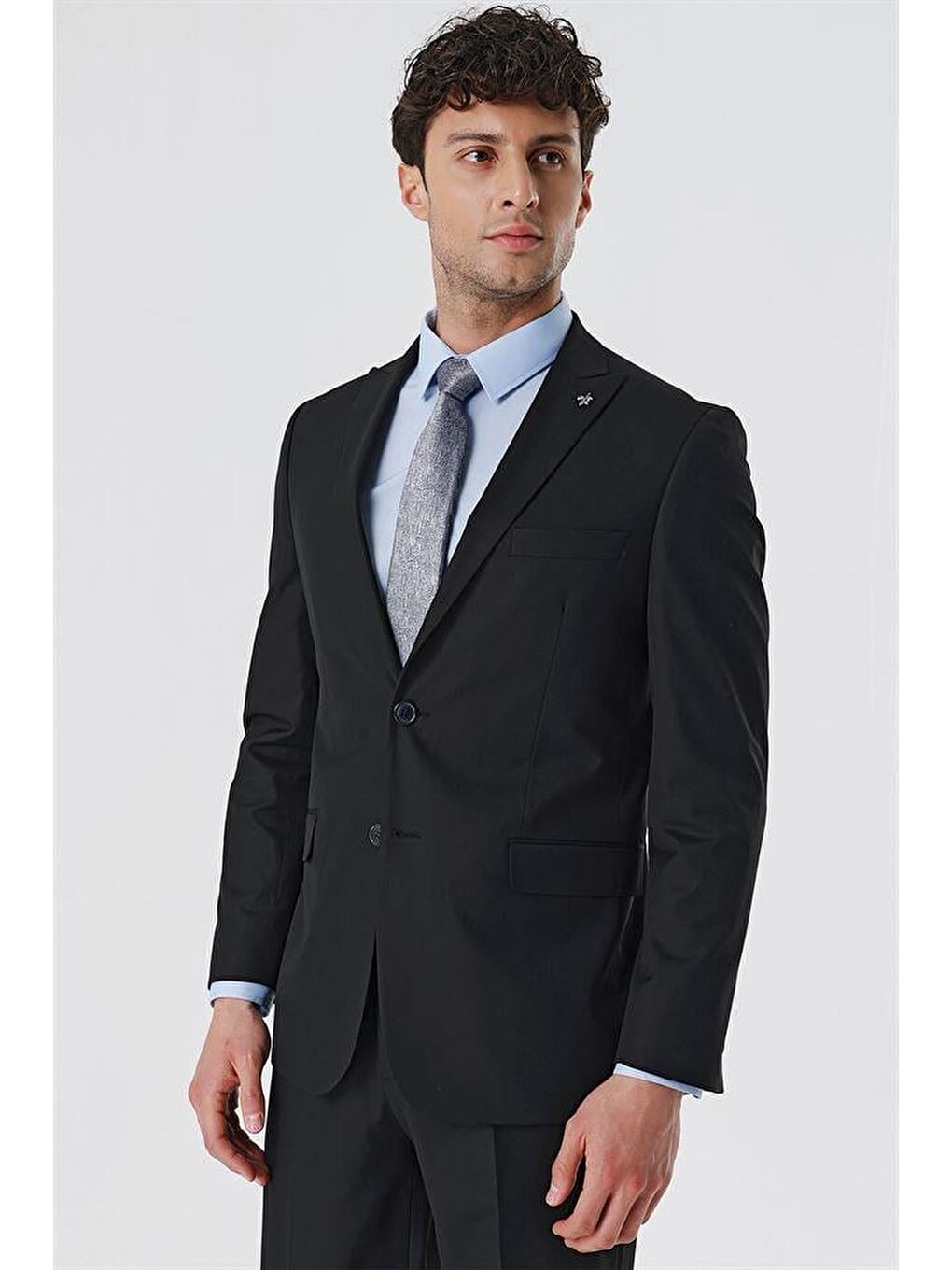 Siyah Kırlangıç Yaka Astarlı 6 Drop Comfort Fit Rahat Kesim Klasik Takım 1001230153-2