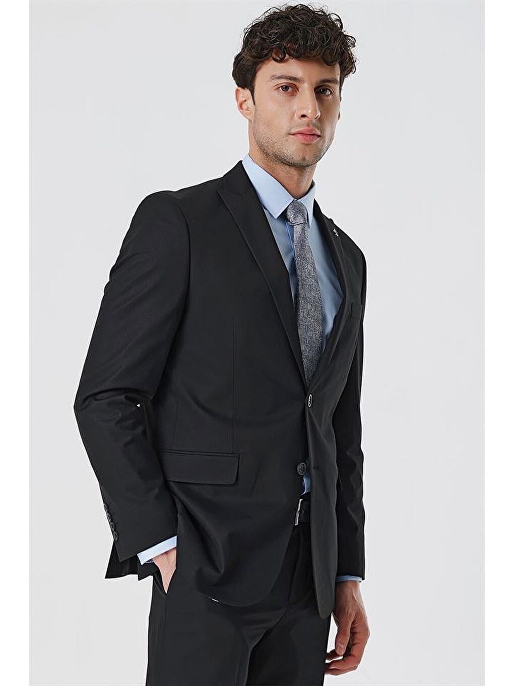 Siyah Kırlangıç Yaka Astarlı 6 Drop Comfort Fit Rahat Kesim Klasik Takım 1001230153-3
