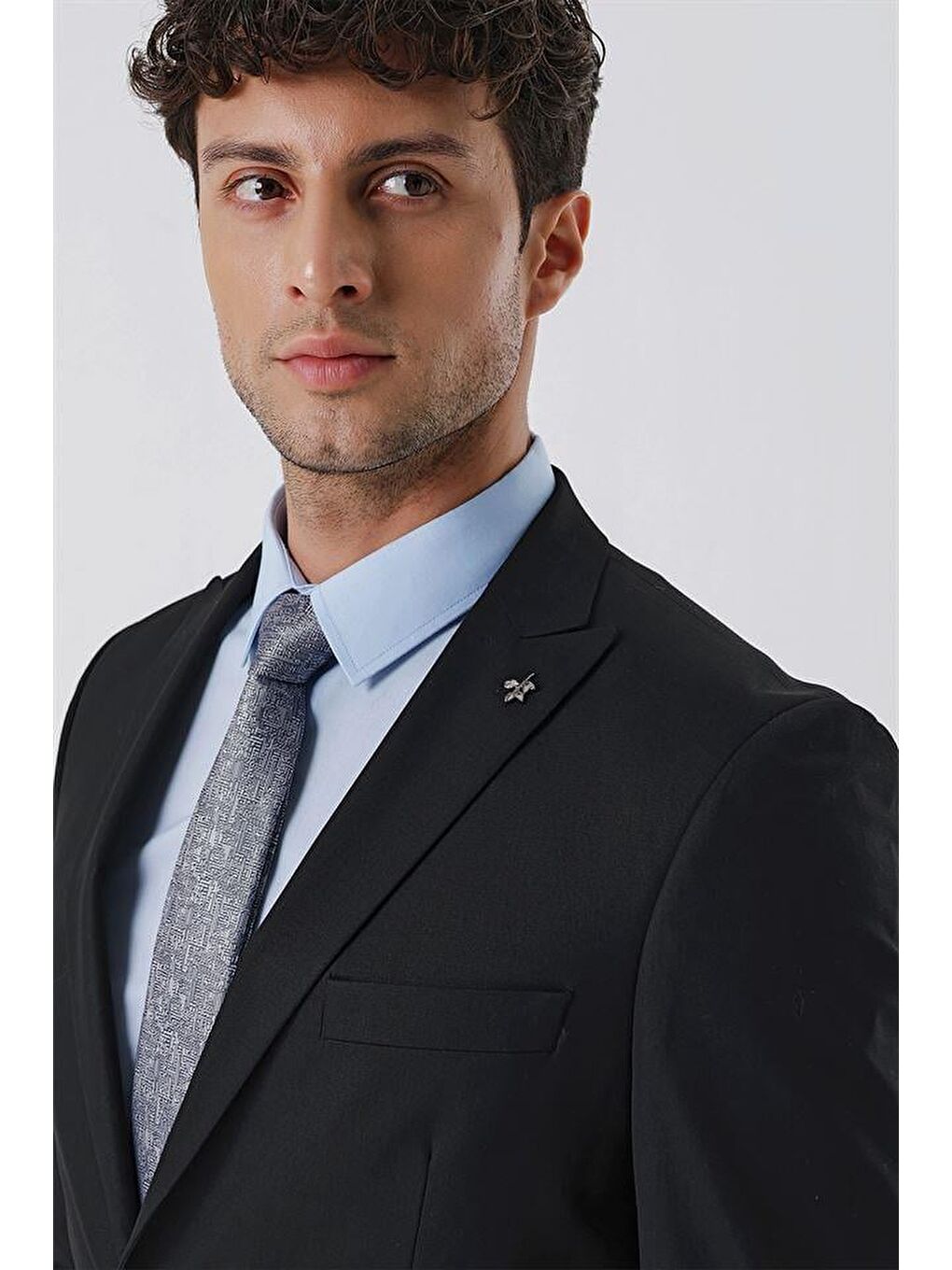 Siyah Kırlangıç Yaka Astarlı 6 Drop Comfort Fit Rahat Kesim Klasik Takım 1001230153-5