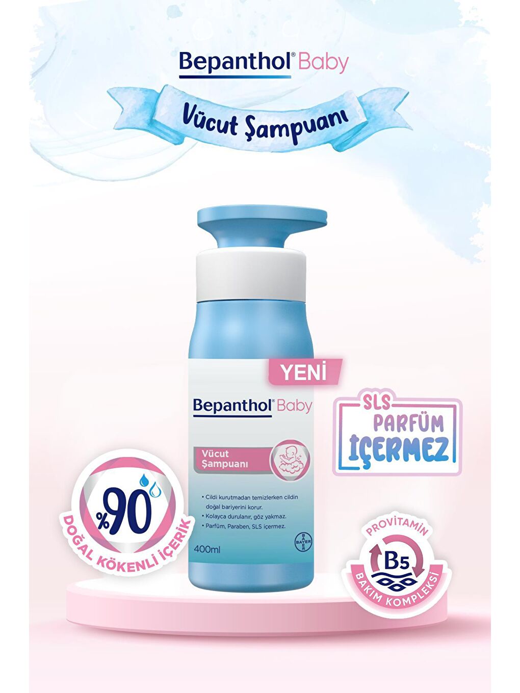 Bepanthol Şeffaf Baby Vücut Şampuan 400 ml + Baby Nemlendirici Vücut Kremi 200 ml - 1