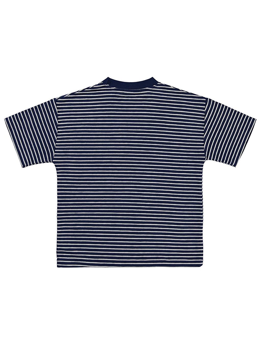 Boys Kabartma Çizgili 6-9 Yaş Tişört - Lacivert-1