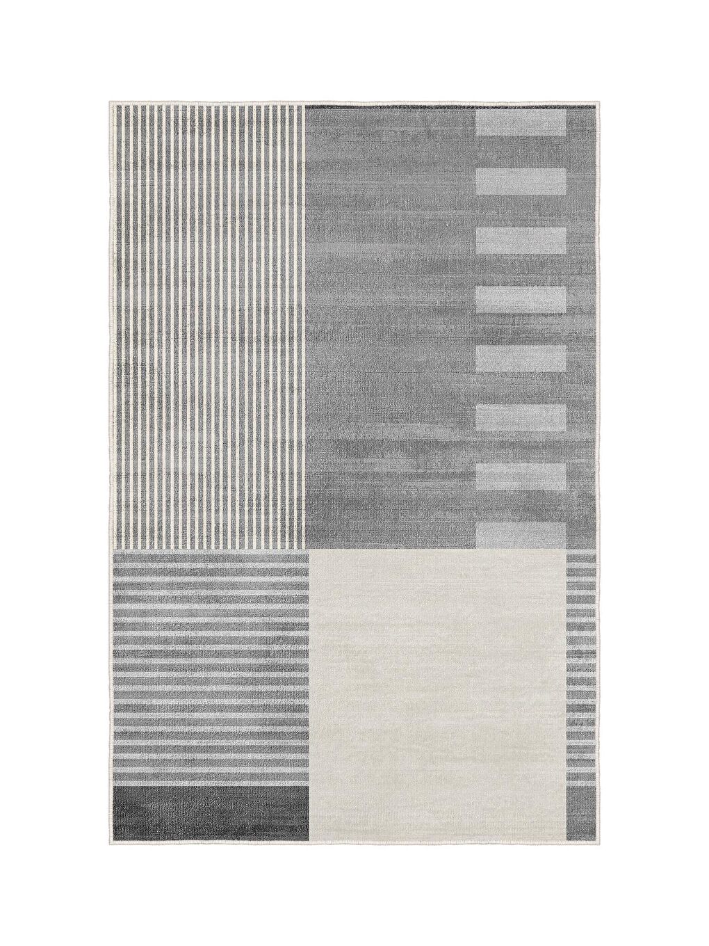 Gri Özel Tasarım, Kaymaz Taban, İnce, Yıkanabilir, Modern Halı WOOKECE1478 180x280-3